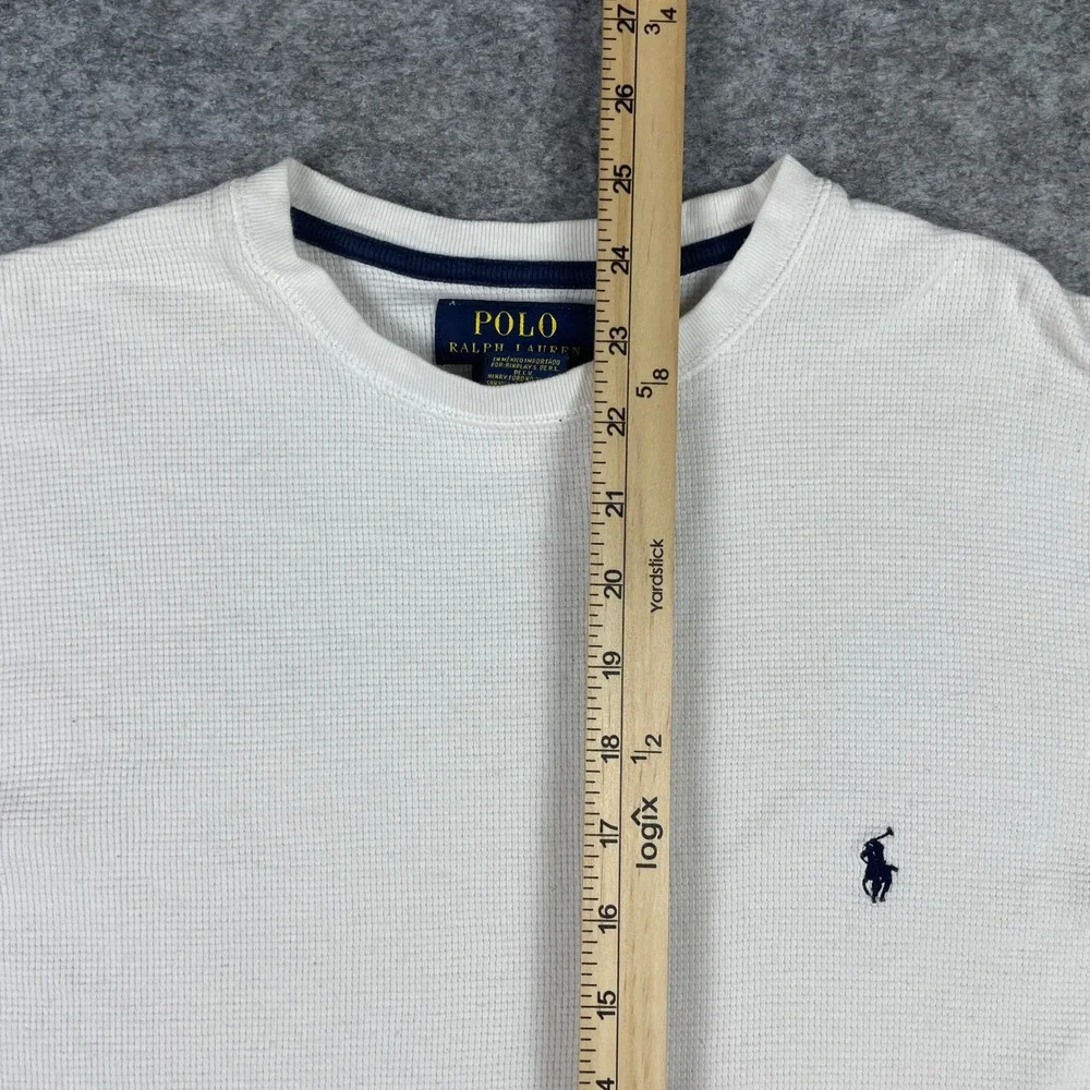 Polo Ralph Lauren Thermal Shirt Mens M White Waffle Knit Long Sleeve Pony